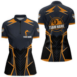 Blisscorners Billiard Jerseys For Men Custom Polo & Quarter-Zip Billiard Team Shirts, 8 Ball Pool Shirt |Orange