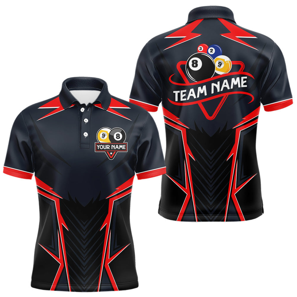 Blisscorners Billiard Jerseys For Women& Men Custom Polo & 1/4 Zip Billiard Team Shirt, 8 Ball & 9 Ball Pool Shirt|Red