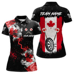Blisscorners Customized Grunge Canada Flag Smoke Darts Polo & Quarter-Zip Shirt, Patriotic Dart Jersey For Men