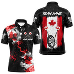 Blisscorners Customized Grunge Canada Flag Smoke Darts Polo & Quarter-Zip Shirt, Patriotic Dart Jersey For Men