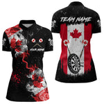 Blisscorners Customized Grunge Canada Flag Smoke Darts Polo & Quarter-Zip Shirt, Patriotic Dart Jersey For Men
