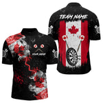Blisscorners Customized Grunge Canada Flag Smoke Darts Polo & Quarter-Zip Shirt, Patriotic Dart Jersey For Men