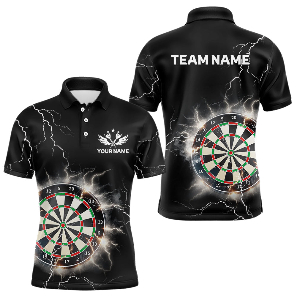 Blisscorners Custom Dartboard Thunder Lightning Dart Shirts For Men | Darts Polo & 1/4 Zip Team Jerseys