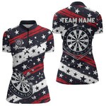 Blisscorners Personalized USA Flag Darts Shirt For Men Custom Patriotic Dart Jerseys Team Polo & 1/4 Zip