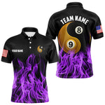 Maxxcorners Purple Flaming Ying And Yang 8 Ball & 9 Ball Billiard Shirt For Men Custom Pool Billiard Jersey MT0307