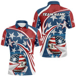 Blisscorners 8 Ball Pool American Flag Pattern Custom Billiard Shirts For Men, Patriotic Billiard Apparel Attire