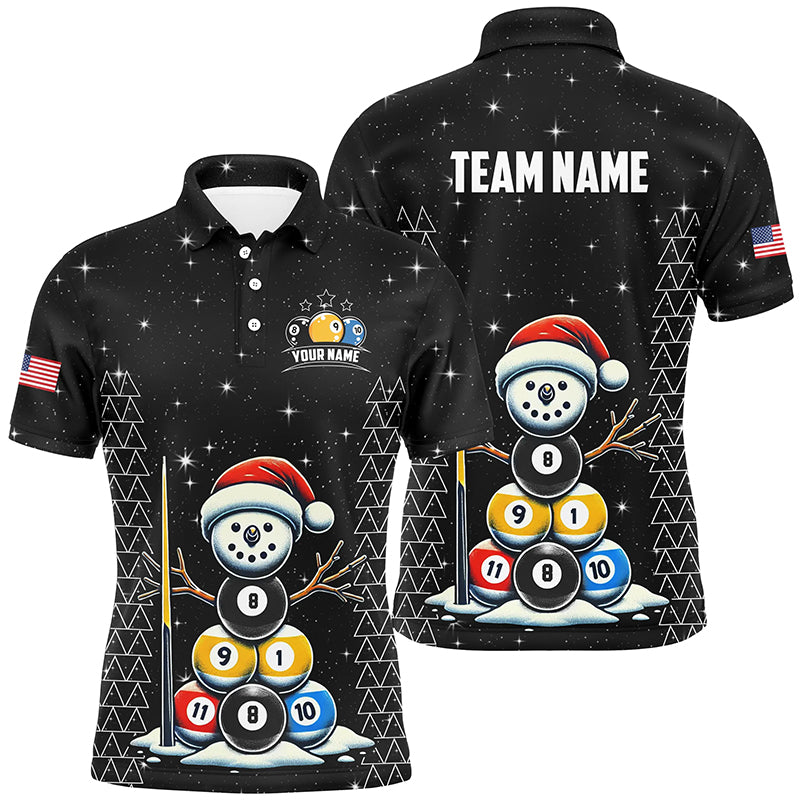 Blisscorners Custom Galaxy Funny Snow Billiard Balls Christmas Pool Shirts For Men, Xmas Billiard Shirts Jerseys