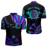 Blisscorners Neon Purple Blue Tie Dye Darts Shirt With Pocket For Men Custom Dart Jersey MT2306