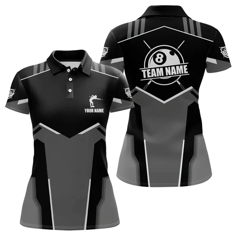 Blisscorners Billiard Jerseys For Men Custom Polo & Quarter-Zip Billiard Shirts, Team Pooler Short Sleeve |White