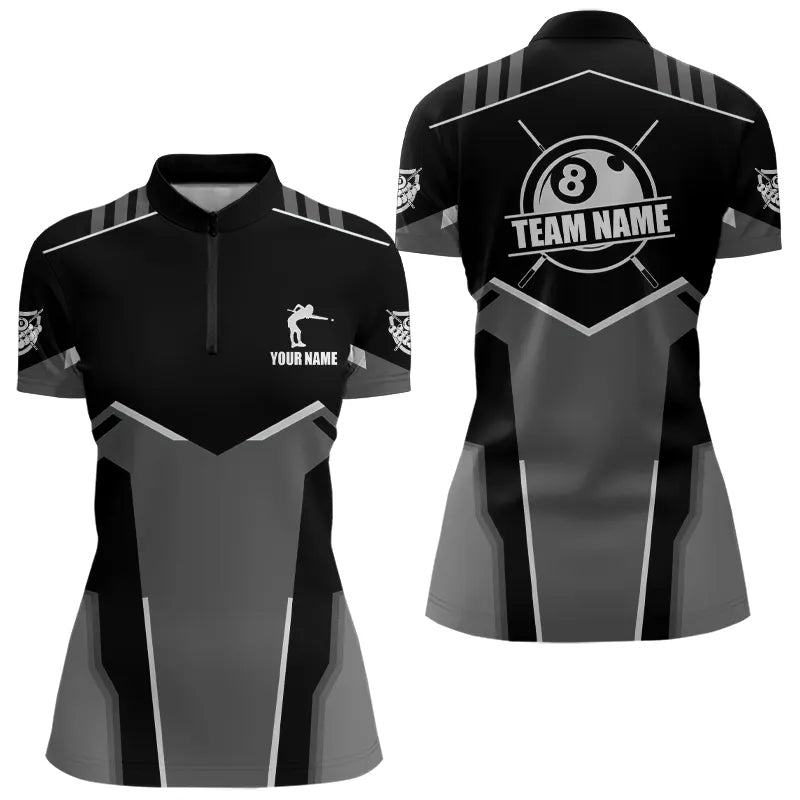 Blisscorners Billiard Jerseys For Men Custom Polo & Quarter-Zip Billiard Shirts, Team Pooler Short Sleeve |White