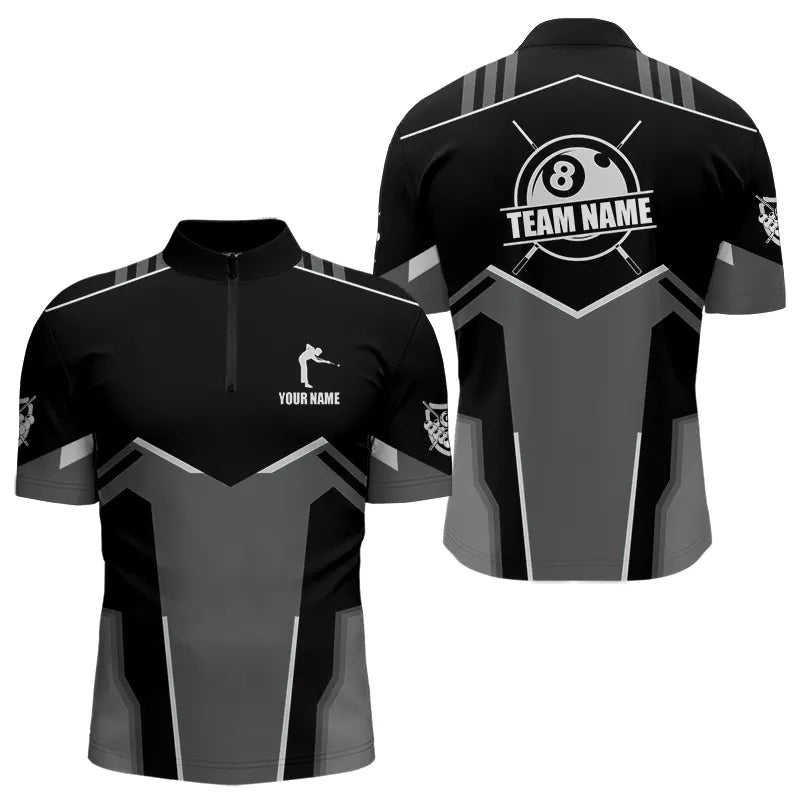 Blisscorners Billiard Jerseys For Men Custom Polo & Quarter-Zip Billiard Shirts, Team Pooler Short Sleeve |White