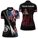Blisscorners Personalized US Flag Smoke 8 Ball Pool Billiard Shirt For Men Custom Patriotic Billiard Team Jersey