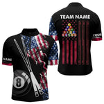 Blisscorners Personalized US Flag Smoke 8 Ball Pool Billiard Shirt For Men Custom Patriotic Billiard Team Jersey