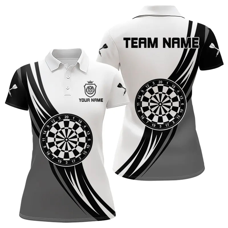 Blisscorners Personalized Black White And Grey Dartboard Crown Dart Shirts For Men Custom Darts Team Jerseys LM133