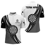 Blisscorners Personalized Black White And Grey Dartboard Crown Dart Shirts For Men Custom Darts Team Jerseys LM133