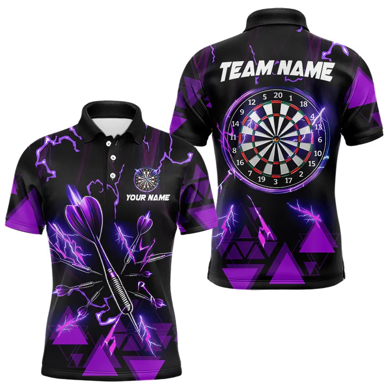 Blisscorners Purple Darts Arrow Thunder Lightning Dart Shirts For Men Custom Dart Team Jerseys Polo & 1/4 ZipÂ