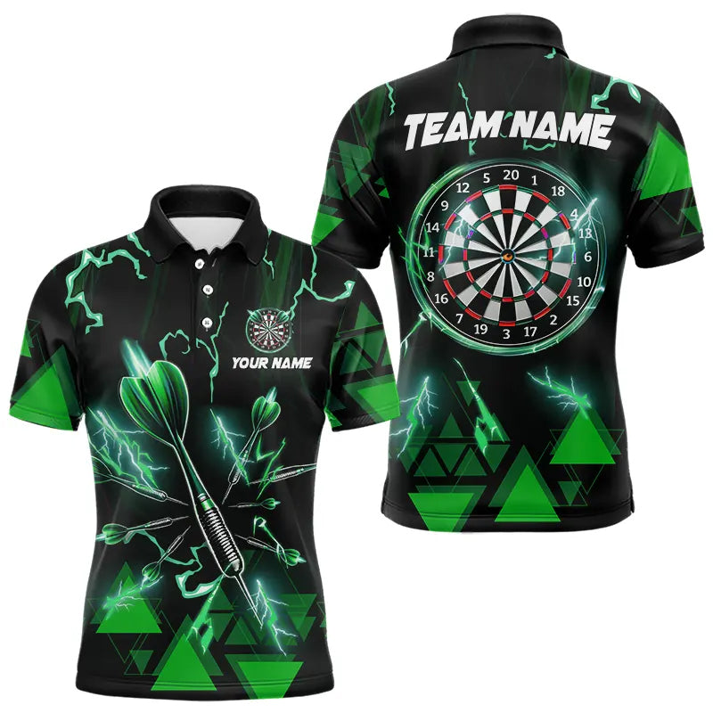 Blisscorners Green Darts Arrow Thunder Lightning Dart Shirts For Men Custom Dart Team Jerseys Polo & 1/4 ZipÂ