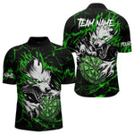 Blisscorners Personalized Wolf Lightning Darts Polo & Quarter Zip Custom Dart Shirts For Men Darts Jersey |Green