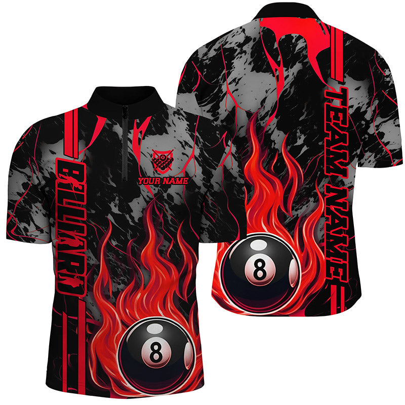 Blisscorners Personalized Flame 8 Ball Billiard Shirts Best Billiard Team Shirts, Pool Jerseys | Red
