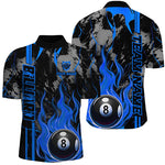 Blisscorners Personalized Flame 8 Ball Billiard Shirts Best Billiard Team Shirts, Pool Jerseys | Blue