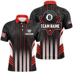 Blisscorners Personalized Red 8 Ball Pool Billiard Jerseys For Men, Billiard League Team Polo & 1/4 Zip Shirts