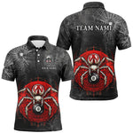 Blisscorners Personalized Grunge Spider Web 8 Ball Pool Billiard Shirts, Scary Billiard Jerseys |Red