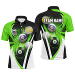 Blisscorners Personalized Billiard Tournament Shirts For Men Custom Team Name Billiard Balls Pool Jerseys |Green