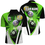 Blisscorners Personalized Billiard Tournament Shirts For Men Custom Team Name Billiard Balls Pool Jerseys |Green