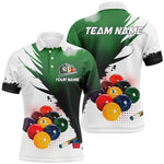 Blisscorners 3D Green 9 Ball Pool Billiard Jerseys Men Polo & Quarter-Zip Shirts Custom Billiard Team Shirts