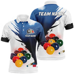 Blisscorners 3D Blue 9 Ball Pool Billiard Jerseys Men Polo & Quarter-Zip Shirts Custom Billiard Team Shirts