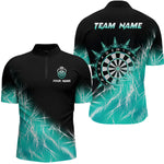 Blisscorners Turquoise Icy Lights Mens Darts Polo & Quarter Zip Custom Dart Shirt For Team Darts Jersey Outfit LM1506