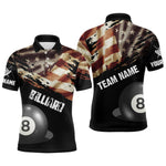 Blisscorners Personalized Retro American Flag 8 Ball Billiard Shirts For Men Custom Patriotic Billiard