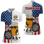 Blisscorners Funny Beer American Flag Dart Shirts For Men Custom Patriotic Darts Team Jerseys Polo & 1/4 Zip MT1706