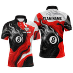 Blisscorners Personalized Black, Red And White 8 Ball Flame Billiard Shirt For Men Custom Pool Team Jerseys LM2206