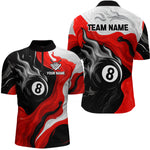 Blisscorners Personalized Black, Red And White 8 Ball Flame Billiard Shirt For Men Custom Pool Team Jerseys LM2206