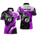 Blisscorners Personalized Black, Purple And White 8 Ball Flame Billiard Shirt For Men Custom Pool Team Jerseys LM2206