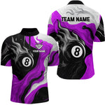 Blisscorners Personalized Black, Purple And White 8 Ball Flame Billiard Shirt For Men Custom Pool Team Jerseys LM2206