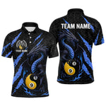 Blisscorners Custom Black And Blue Yin Yang 8 Ball & 9 Ball Dragon Billiard Shirts For Men |Pool Team Jerseys MT1007