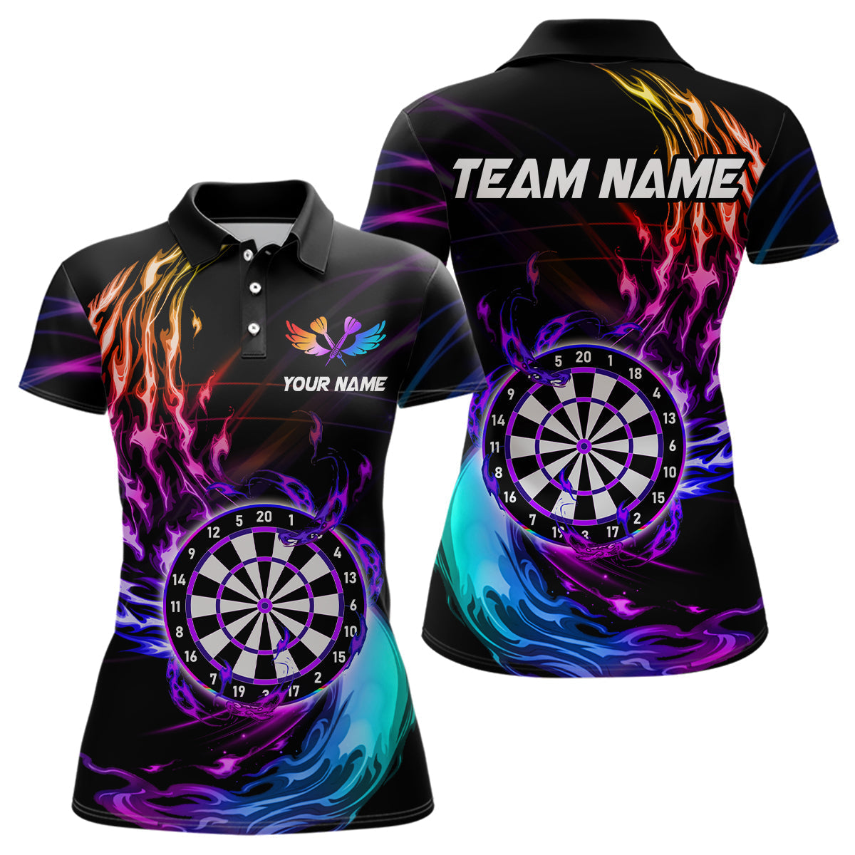 Blisscorners Personalized Purple Blue Dartboard Flame Dart Shirt For Men Custom Darts League Team Jerseys LM2206