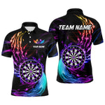 Blisscorners Personalized Purple Blue Dartboard Flame Dart Shirt For Men Custom Darts League Team Jerseys LM2206