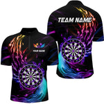 Blisscorners Personalized Purple Blue Dartboard Flame Dart Shirt For Men Custom Darts League Team Jerseys LM2206