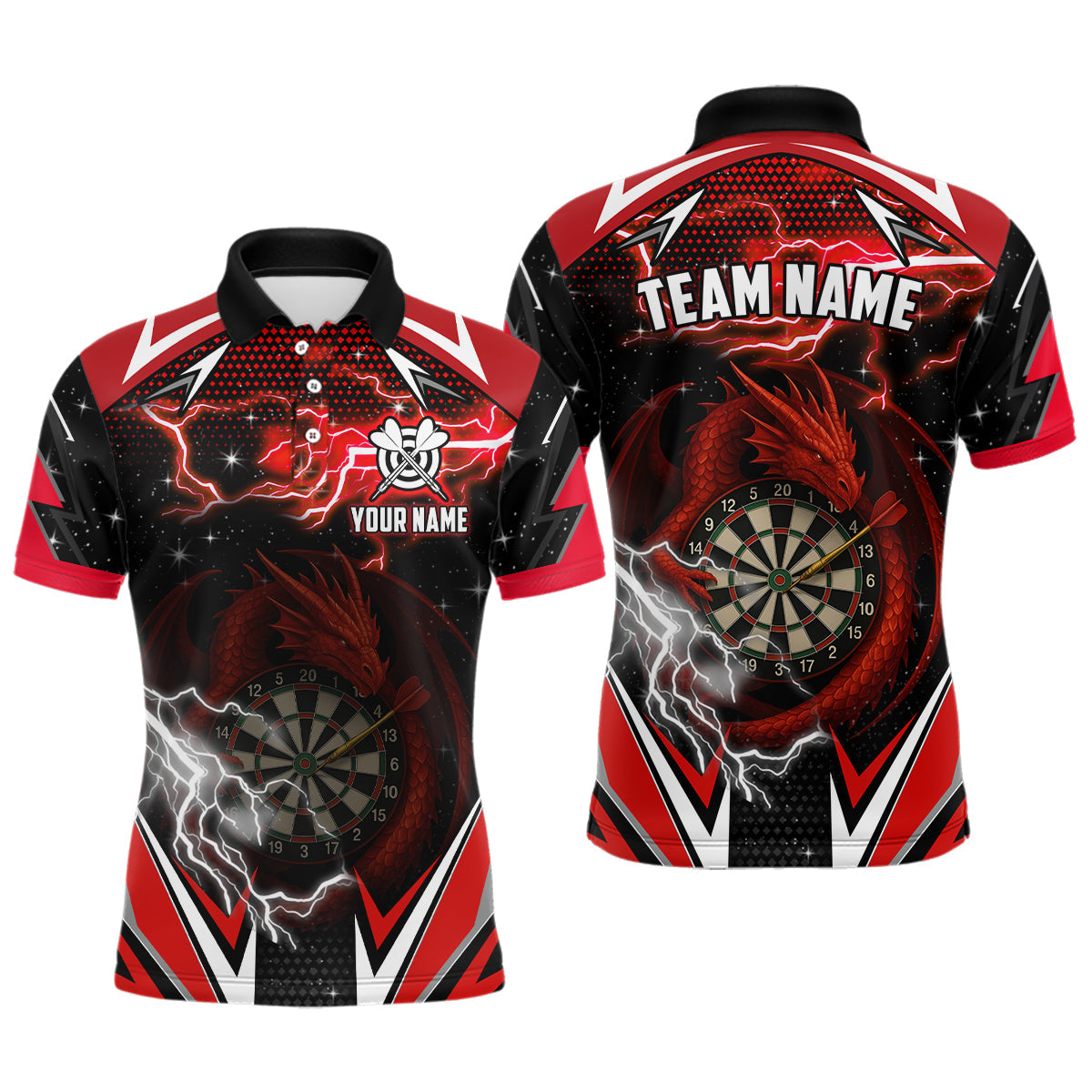 Blisscorners Personalized Dragon Dart Shirts For Women – Custom Thunder Red Darts Team Jerseys Polo & Quarter Zip