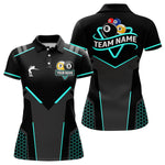 Blisscorners Personalized 8 Ball & 9 Ball Pool Billiard Polo, 1/4 Zip For Men Custom Billiard Jersey|Turquoise