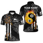 Blisscorners White Black Grunge US Flag Billiard Shirt For Men Custom Yin Yang 8&9 Ball Billiard Team Jerseys MT707