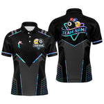 Blisscorners Personalized Holographic Billiard 8 Ball & 9 Ball Pool Polo, 1/4 Zip For Men, Billiard Team Jersey LM3006