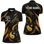 Blisscorners Custom Yellow Black Yin Yang 8 Ball & 9 Ball Dragon Billiard Shirts For Men |Pool Team Jerseys