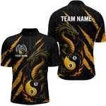 Blisscorners Custom Yellow Black Yin Yang 8 Ball & 9 Ball Dragon Billiard Shirts For Men |Pool Team Jerseys