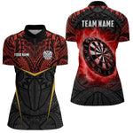 Blisscorners Personalized Red Black Tribal Pattern Darts Polo & 1/4 Zip Custom Dart Shirt For Men, Dart Jerseys