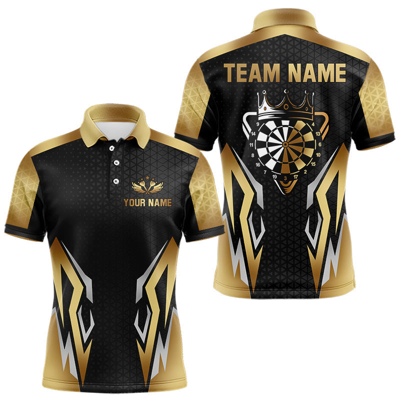 Blisscorners Black And Golden Crown Darts Shirt For Men Custom Darts Jerseys Team Polo & Quarter Zip Uniform LM0607