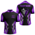 Blisscorners Black And Purple Crown Darts Shirt For Men Custom Darts Jerseys Team Polo & Quarter Zip Uniform LM0607